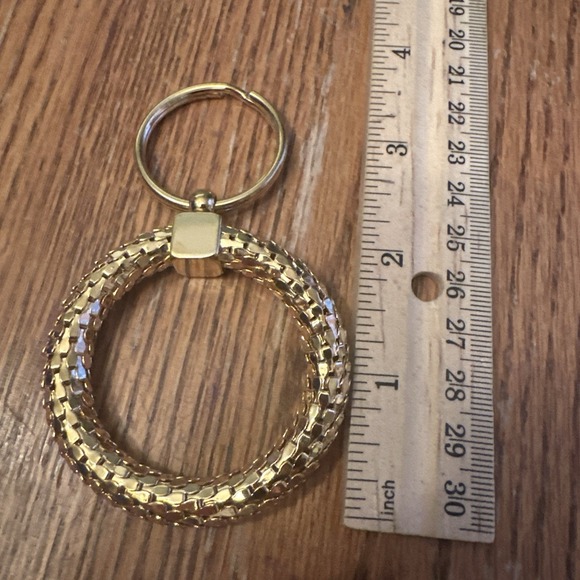 Mesh Ring Keychain Unisex OS Gold Excellent Textured Woven Key Ring - Picture 4 of 5